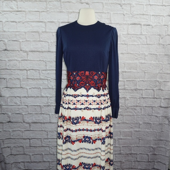 Vintage 70s Regency Maxi Dress - Picture 2 of 8